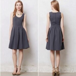 Bordeaux Anthropologie Minerve Ponte Pleated Sleeveless Swing Dress Size XS Gray